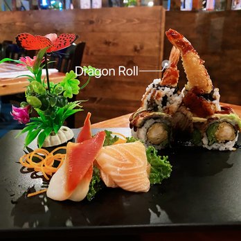 Koi Sushi - 147. Dragon Roll and 3 pieces of sashimi - Japanese Near Me - Chicago, Illinois