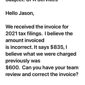 Hunter & Co, CPAs - Email to Jason questioning charges - Accountants Near Me - Walnut Creek, California Hunter & Co, CPAs - Email to Jason questioning charges - Accountants Near Me - Walnut Creek, California