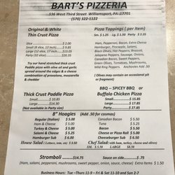 Bart's Pizzeria - Menu