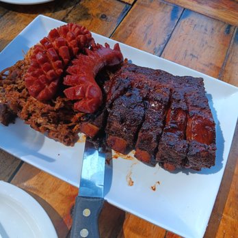 Fronk's - The wise men baby back ribs, pulled pork and hot link - Burgers Near Me - Bellflower, California