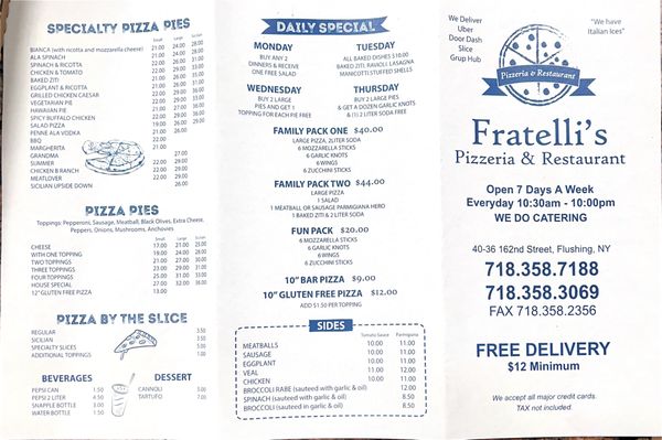 Menu photo 2 Fratelli's Pizzeria Flushing, NY