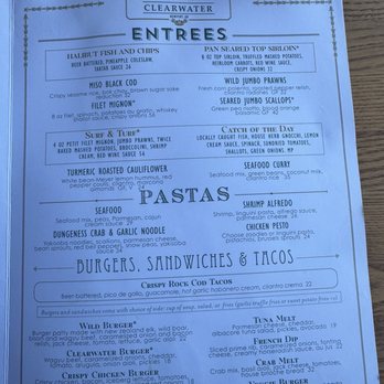 Clearwater Restaurant - Menu (July 2025) - New American Near Me - Newport, Oregon