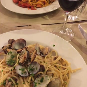 Da Francesco - Spaghetti with clams (in front) and Lobster spaghetti (in back). - Italian Near Me - Rome, RM Da Francesco - Spaghetti with clams (in front) and Lobster spaghetti (in back). - Italian Near Me - Rome, RM