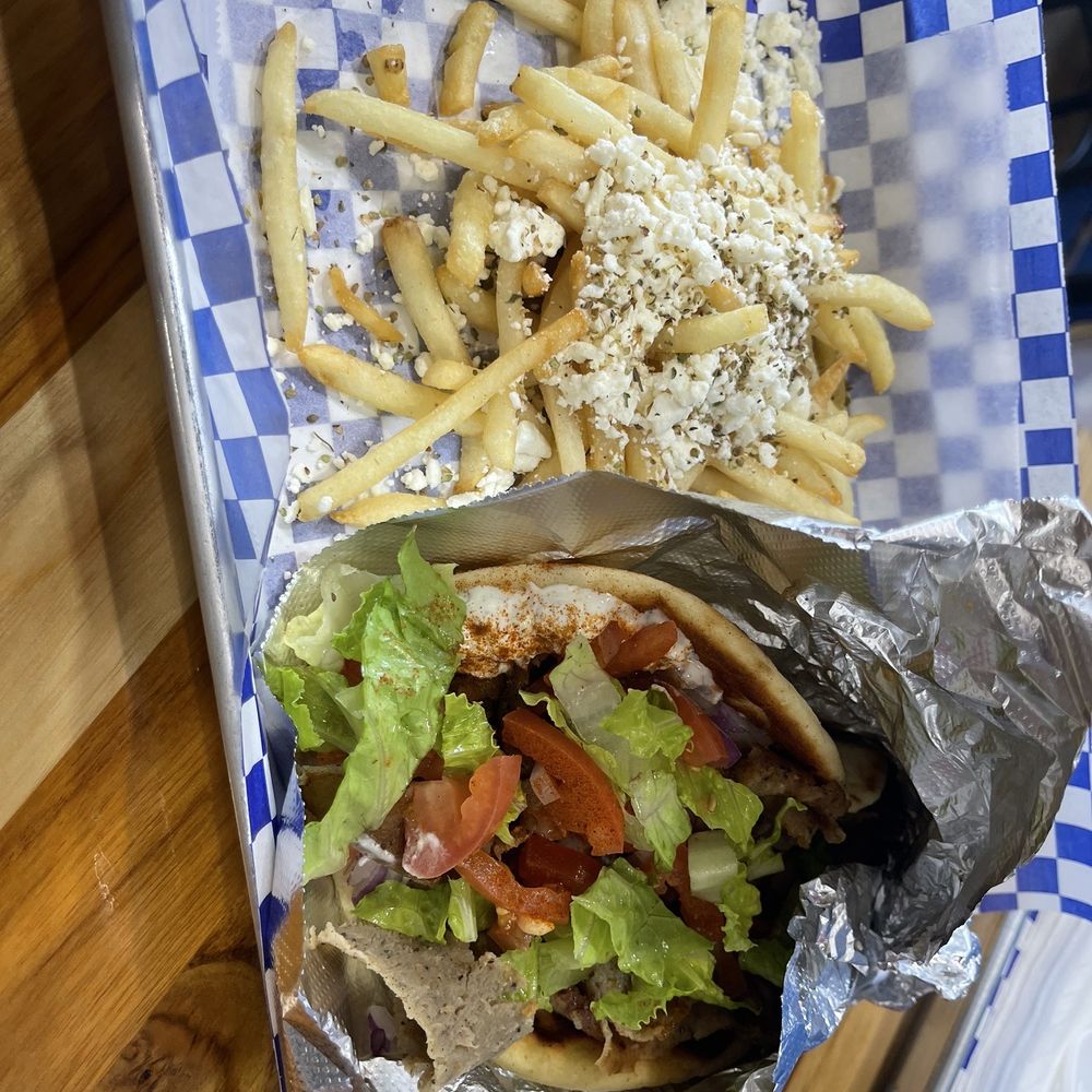 Simply Greek - Lamb gyro with Greek fries - Greek Near Me - Cypress, Texas Simply Greek - Lamb gyro with Greek fries - Greek Near Me - Cypress, Texas
