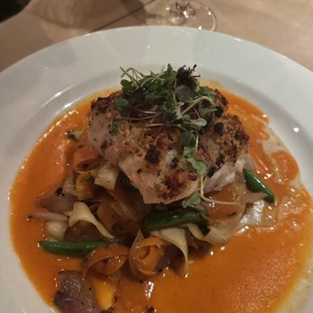 Restaurant Paradis - Sea bass with veggie pasta - New American Near Me - Rosemary Beach, Florida