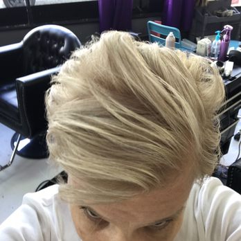 Color Lounge - Lovely blonde color afterwards!!! Before I was 100% grey from dart grey at crown to white grey in front! - Hair Stylists Near Me - Burbank, California Color Lounge - Lovely blonde color afterwards!!! Before I was 100% grey from dart grey at crown to white grey in front! - Hair Stylists Near Me - Burbank, California