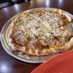 Arris’ Pizza - Lunch pizza. Seasoned ground beef.