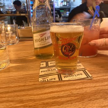 Lingua Franca - Miller high life - Burgers Near Me - Los Angeles, California