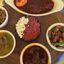 The meat combination platter was tasty and had a lot of variety. The meat combination platter was tasty and had a lot of variety.
