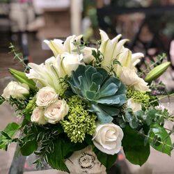 Arrowhead Flowers - Simple Beauty. Succulents, Roses, Lilies, Green Hydrangeas