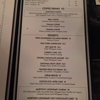 Morton's The Steakhouse - Dessert menu September 2016 - Steakhouses Near Me - Honolulu, Hawaii Morton's The Steakhouse - Dessert menu September 2016 - Steakhouses Near Me - Honolulu, Hawaii