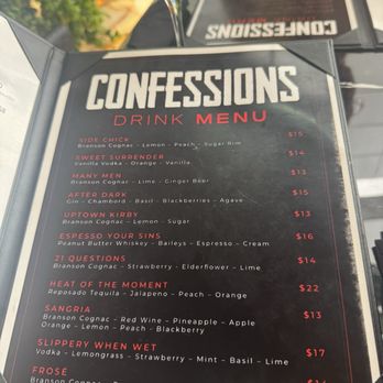 Confessions - Menu - New American Near Me - Houston, Texas