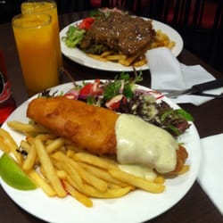 J's Kitchen Steak House - J's kitchen fish and chips and also steak and chips