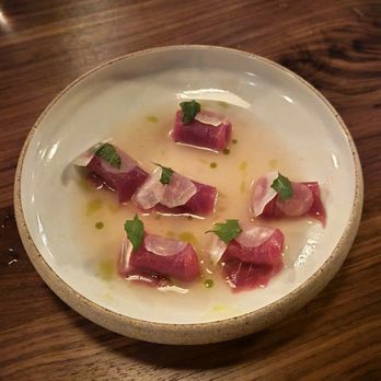 Uchi Charlotte - bluefin tuna with green apple dashi, daikon, wasabi, white kombu - Japanese Near Me - Charlotte, North Carolina Uchi Charlotte - bluefin tuna with green apple dashi, daikon, wasabi, white kombu - Japanese Near Me - Charlotte, North Carolina