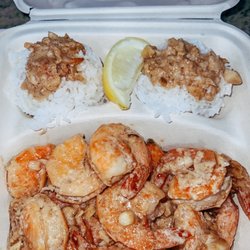 Ono Eats by Kace - Garlic Shrimp served with 2 scoops rice and covered in 'Ono Eats delicious sauce
