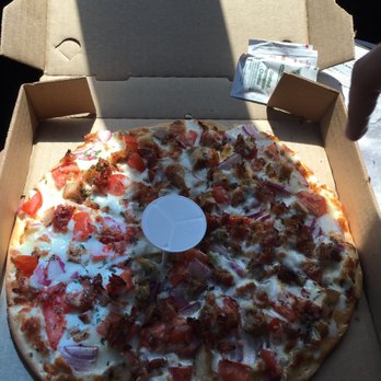 Straw Hat Pizza - The highly recommended Chicken Bacon Ranch pizza -- very cheesy, loved it. - Pizza Near Me - Half Moon Bay, California