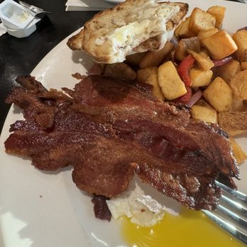 Stephanie’s - Greasy deep fried welded together bacon...inedible! - Breakfast & Brunch Near Me - Boston, Massachusetts