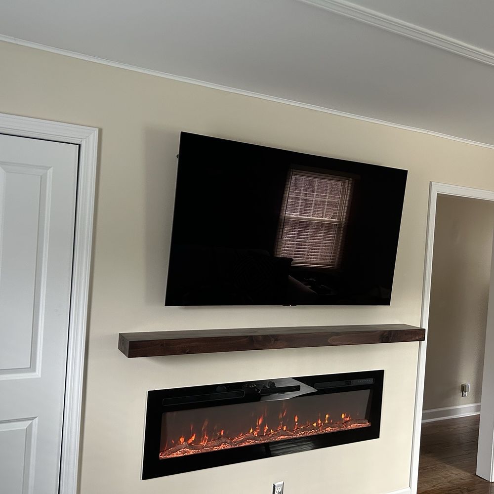 Cj Services 1 - Recessed electric fireplace, floating mantel, wall mounted tv - Handyman Near Me - Lake Bluff, Illinois