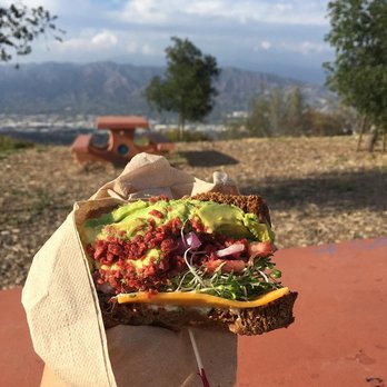 The Trails - Vegan/Avocado sandwich delicious and healthy (alfalfa sprouts and vegan bacon) - Cafes Near Me - Los Angeles, California
