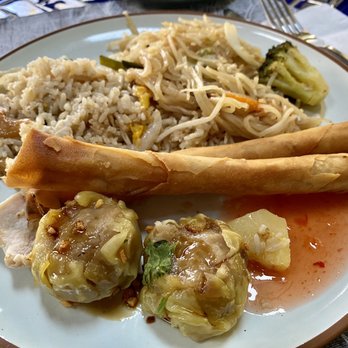 Real Thai Cuisine - Pineapple fried rice, veggie pad Thai, spring rolls, and dumplings. Yummy! - Thai Near Me - Cranberry Township, Pennsylvania Real Thai Cuisine - Pineapple fried rice, veggie pad Thai, spring rolls, and dumplings. Yummy! - Thai Near Me - Cranberry Township, Pennsylvania