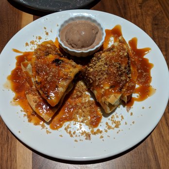 The Alden - Banana Crepes. Bourbon caramel, pecan praline, Nutella gelato. $11. - New American Near Me - Chamblee, Georgia The Alden - Banana Crepes. Bourbon caramel, pecan praline, Nutella gelato. $11. - New American Near Me - Chamblee, Georgia
