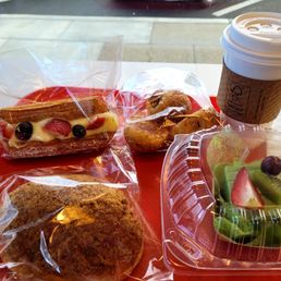 top left to right: Danish fruit boat $3, hot dog bites $3.75, HK hot milk tea $2.75, Green tea mini mousse cake $2.85, Pork floss bun $2.35 top left to right: Danish fruit boat $3, hot dog bites $3.75, HK hot milk tea $2.75, Green tea mini mousse cake $2.85, Pork floss bun $2.35