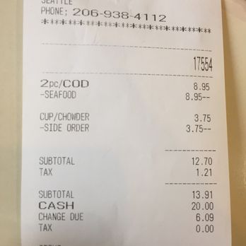 Sunfish - Poor customer service. Older man at the cash register tried to jip us and say the total was $15 - Seafood Near Me - Seattle, Washington