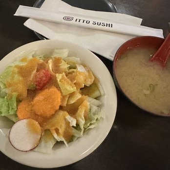 Itto Sushi - Salad and miso soup - Korean Near Me - Jersey City, New Jersey Itto Sushi - Salad and miso soup - Korean Near Me - Jersey City, New Jersey