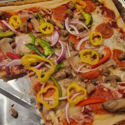 Buehler's Fresh Foods - I was surprised how good this was.  Very fresh tasting.  Medium thick crust  A nice change from typical grocery pizzas or pizzeria pizzas.