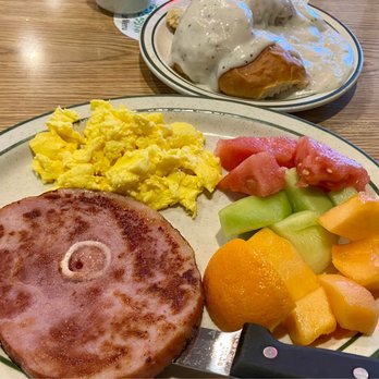Penfold's Café - Cowboy ham steak with biscuits and gravy. - Breakfast & Brunch Near Me - Temecula, California Penfold's Café - Cowboy ham steak with biscuits and gravy. - Breakfast & Brunch Near Me - Temecula, California