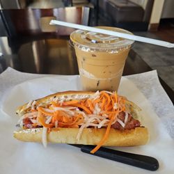 96 grilled chicken sandwich $8.50 cafe sua da $4.99