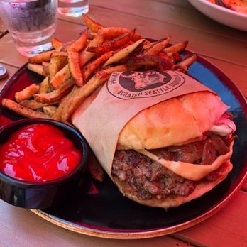 Von's 1000Spirits - $16 walla walla sweet onion and bacon jam was delicate thanks to all the caramelized onions [plus $3 fries] - New American Near Me - Seattle, Washington