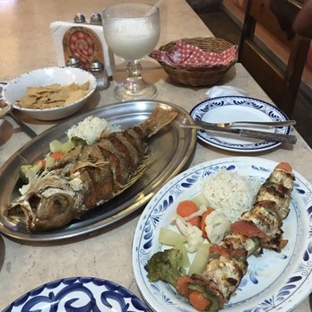 La Choza - Both dishes! Lobster kabob and fried snapper - Mexican Near Me - Cozumel, ROO La Choza - Both dishes! Lobster kabob and fried snapper - Mexican Near Me - Cozumel, ROO