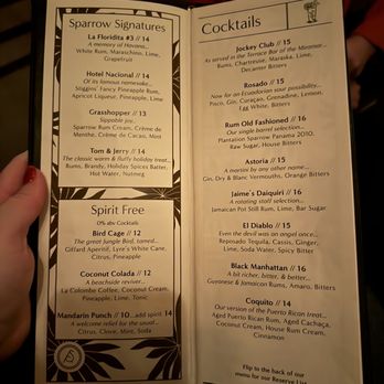 Sparrow - Menu - Cocktail Bars Near Me - Chicago, Illinois Sparrow - Menu - Cocktail Bars Near Me - Chicago, Illinois