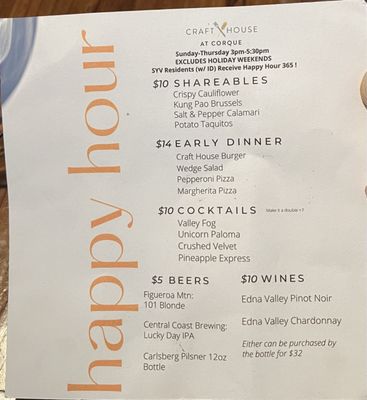 Menu photo 8 Craft House At Corque Solvang, CA