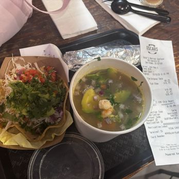 Oscars Mexican Seafood - The super octopus taco and delicious seafood soup - Mexican Near Me - San Diego, California