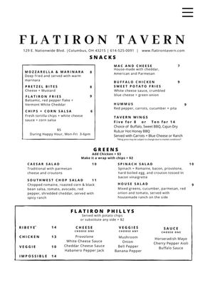 Menu photo 7 Flatiron Tavern Columbus, OH