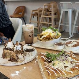 chilaquiles verdes, mexican mocha latte, pop tart birra benedict, cafe de olla tiramisu french toast