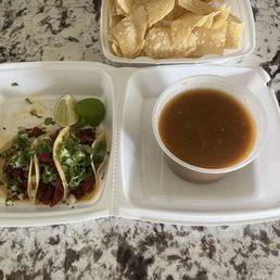 Tacos with chips and salsa