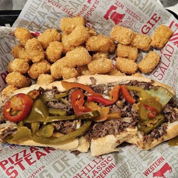 The Cheese Steak Shop - Jumbo sized Classic Philly CheeseSteak Sandwich with Tater TOTs. - Sandwiches Near Me - Pacifica, California