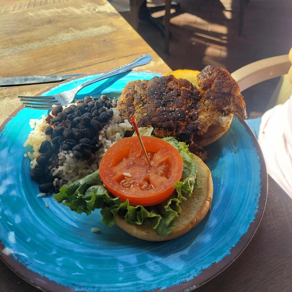 Yucatan Beach Stand - Grouper Sandwich with Rice & Beans - American Near Me - Fort Myers Beach, Florida Yucatan Beach Stand - Grouper Sandwich with Rice & Beans - American Near Me - Fort Myers Beach, Florida
