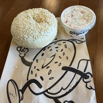 Jeff's Bagel Run - Sesame Seed and Veggie Cream Cheese. - Coffee & Tea Near Me - Las Vegas, Nevada Jeff's Bagel Run - Sesame Seed and Veggie Cream Cheese. - Coffee & Tea Near Me - Las Vegas, Nevada
