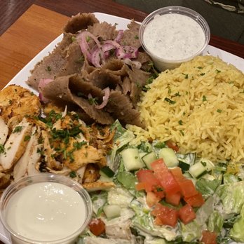 Zara's Mediterranean Kitchen - Gyros and Chicken plate w rice and salad. - Halal Near Me - Spring, Texas Zara's Mediterranean Kitchen - Gyros and Chicken plate w rice and salad. - Halal Near Me - Spring, Texas