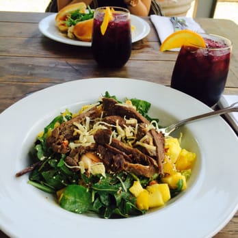 Tiny Boxwoods - Steak salad and red wine sangria - New American Near Me - Houston, Texas Tiny Boxwoods - Steak salad and red wine sangria - New American Near Me - Houston, Texas