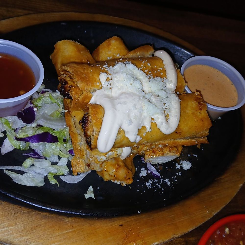 El Torito - Chicken Flautas With Sour Cream & Cotija Cheese & Some Unknown Dipping Sauces Naw I Ain't Catch The Name Nor Did I Try Them Lol. - Mexican Near Me - La Mesa, California El Torito - Chicken Flautas With Sour Cream & Cotija Cheese & Some Unknown Dipping Sauces Naw I Ain't Catch The Name Nor Did I Try Them Lol. - Mexican Near Me - La Mesa, California