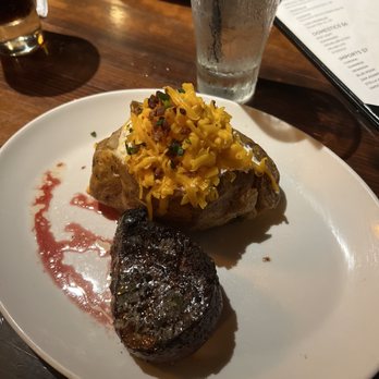 Stoney River - Petite Center Cut Filet Mignon & loaded One Pound Baked Potato - Steakhouses Near Me - Roswell, Georgia Stoney River - Petite Center Cut Filet Mignon & loaded One Pound Baked Potato - Steakhouses Near Me - Roswell, Georgia