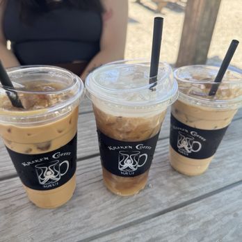 Kraken Coffee Maui - Left to Right 1. Sweet Foam Cold Brew 2. Black Berry White Mocha 3. Haleakalatte (Rich Caramel Latte) - Coffee & Tea Near Me - Kihei, Hawaii Kraken Coffee Maui - Left to Right 1. Sweet Foam Cold Brew 2. Black Berry White Mocha 3. Haleakalatte (Rich Caramel Latte) - Coffee & Tea Near Me - Kihei, Hawaii
