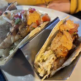 two fish tacos on a plate two fish tacos on a plate