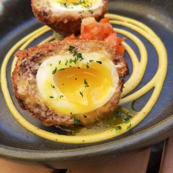 Hawk & Griffin - Perfect Scotch Egg, runny egg.  Not easy to get right. - Pubs Near Me - Vienna, Virginia