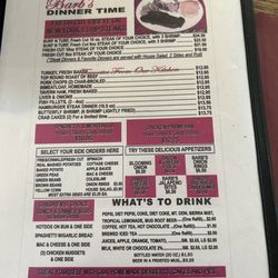 Barb's Restaurant - Dinner menu
